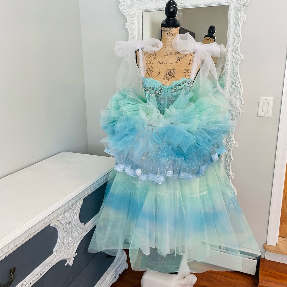 New York Couture One of a Kind Ocean MONSTER Tutu Studded PARTY Dress